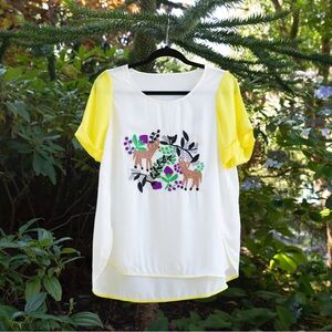 100% silk shirt with woodland embroidery